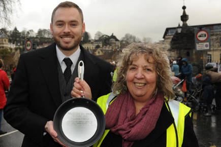 Harry is flippin' brilliant in pancake race competition